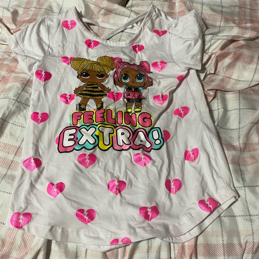 L.O.L. Surprise! White Tee with Pink Hearts